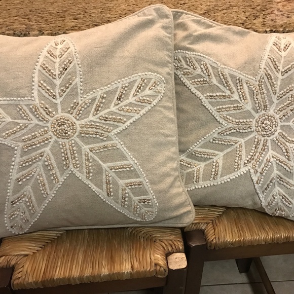 Pottery Barn Accents Beaded Star Fish Down Pillows Poshmark